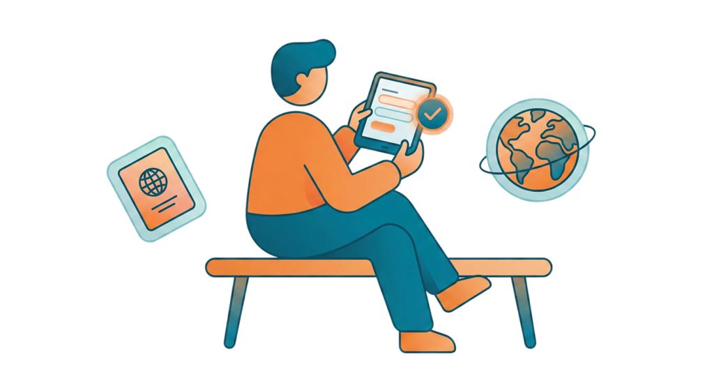 Illustration of applying for Indonesia online visa via laptop